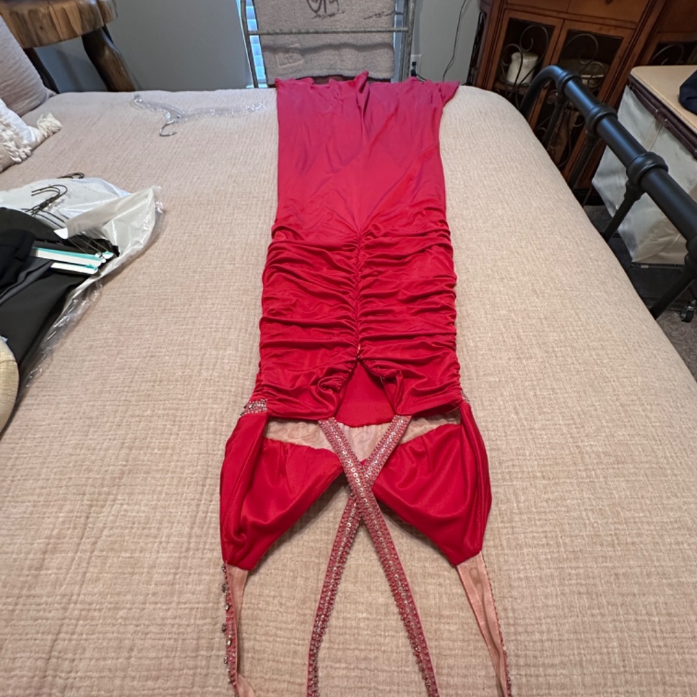 NiteLine Red Ruched Evening/Prom Dress - Picture 7 of 9